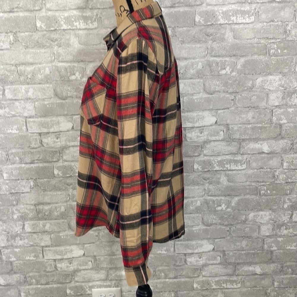 Maurices Khaki Plaid Super Soft Button Down Shirt - Picture 3 of 6